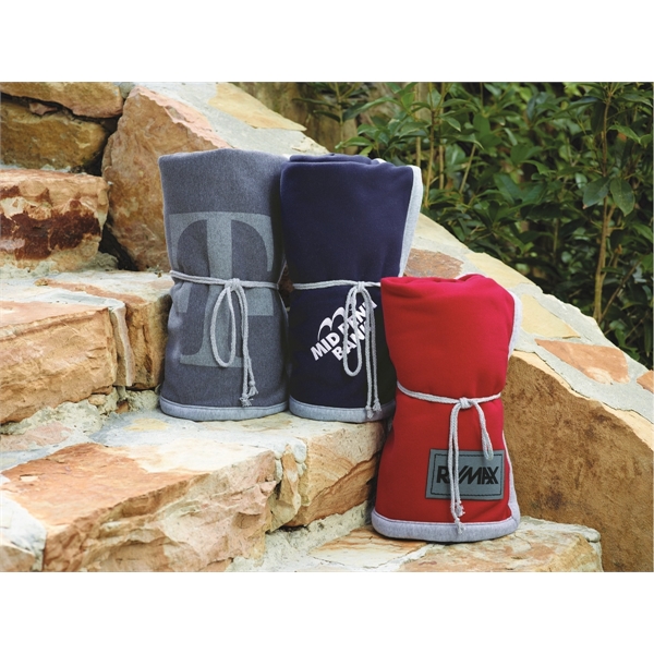 Highlander Four Seasons Blanket measuring 50" x 70" rolled and tied... from ASI 91605 Towel Specialties / Cobblestone Mills