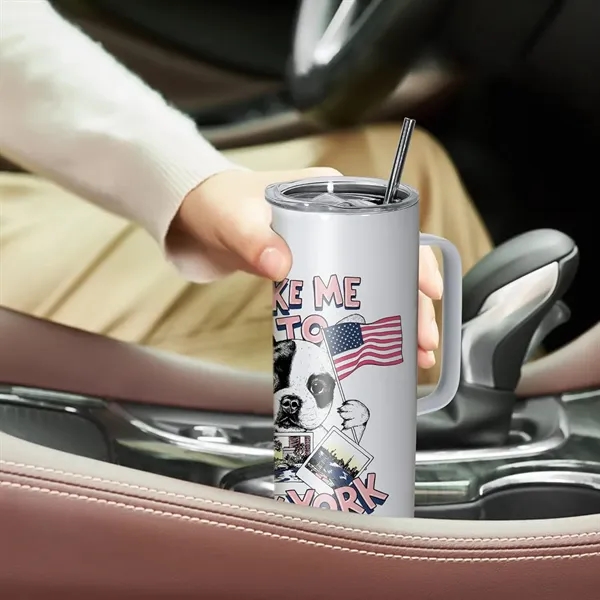 Skinny 20 oz. full color tumbler with handle and straw. Bright... from ASI 62635 Inno-Vative Solutions Grp LTD