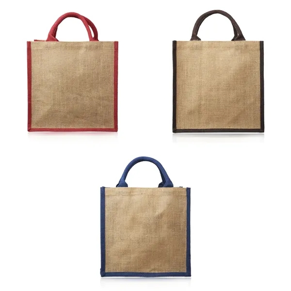 Laminated jute tote bag plus 1 color silkscreen imprint on 1... from ASI 37218 Athena Promo (tm)