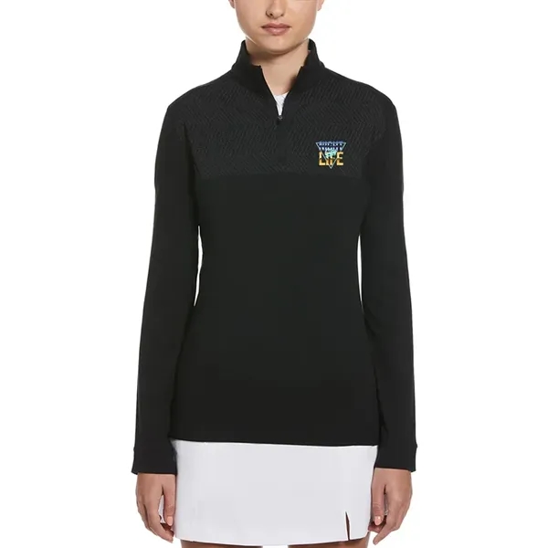 Ladies 1/4 zip pullover with water-repellent finish and stretch fabric.... from ASI 39552 BEL Promo