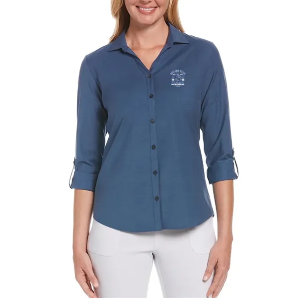 Ladies long sleeve shirt with 6-button front and rounded hem.... from ASI 39552 BEL Promo