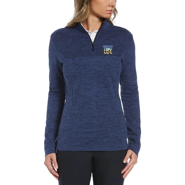 Ladies 1/4 zip pullover with water-repellent finish and stretch fabric.... from ASI 39552 BEL Promo