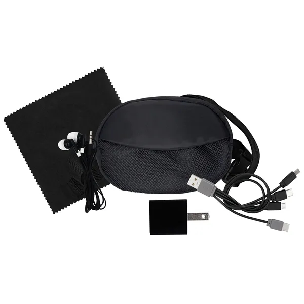 Sporty Charging Ear Bud and Cloth Travel Set... from ASI 30208 A P Specialties / AP Specialties