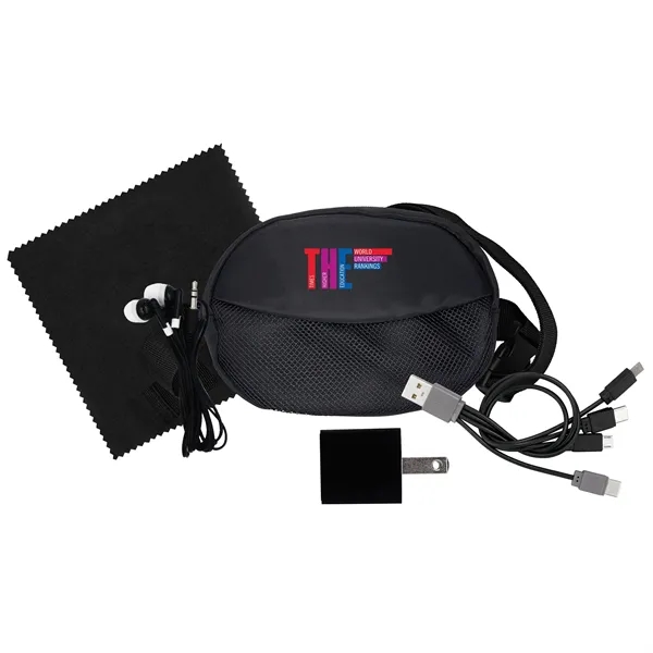 Sporty Charging Ear Bud and Cloth Travel Set... from ASI 30208 A P Specialties / AP Specialties