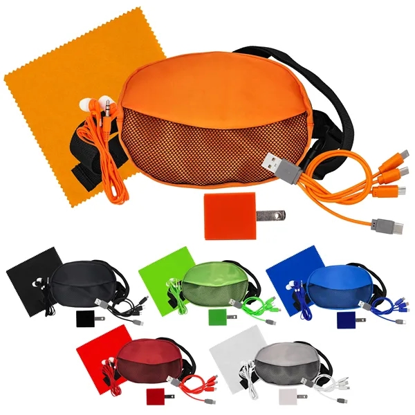 Sporty Charging Ear Bud and Cloth Travel Set... from ASI 30208 A P Specialties / AP Specialties