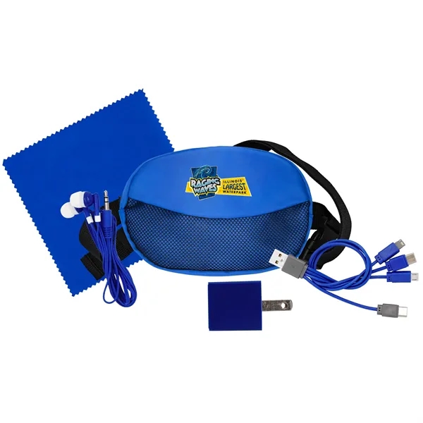 Sporty Charging Ear Bud and Cloth Travel Set... from ASI 30208 A P Specialties / AP Specialties