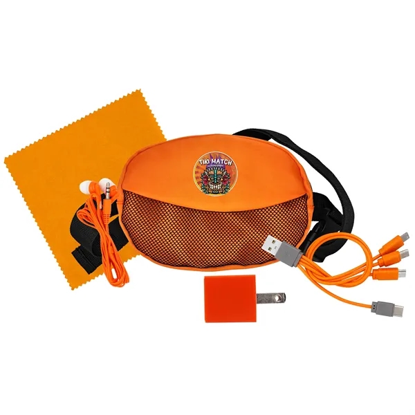 Sporty Charging Ear Bud and Cloth Travel Set... from ASI 30208 A P Specialties / AP Specialties