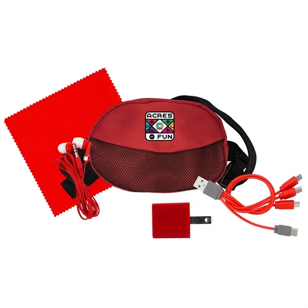 Sporty Charging Ear Bud and Cloth Travel Set... from ASI 30208 A P Specialties / AP Specialties