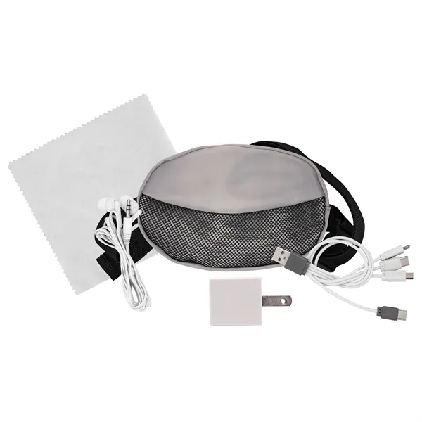 Sporty Charging Ear Bud and Cloth Travel Set... from ASI 30208 A P Specialties / AP Specialties