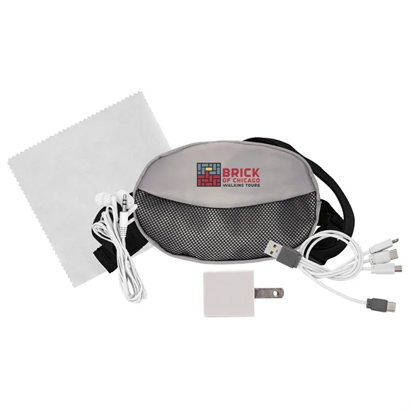 Sporty Charging Ear Bud and Cloth Travel Set... from ASI 30208 A P Specialties / AP Specialties