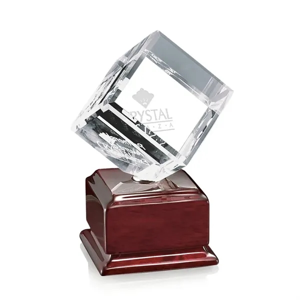 Optical crystal cube award on Radison rosewood base.... from ASI 84592 St Regis Group / St Regis