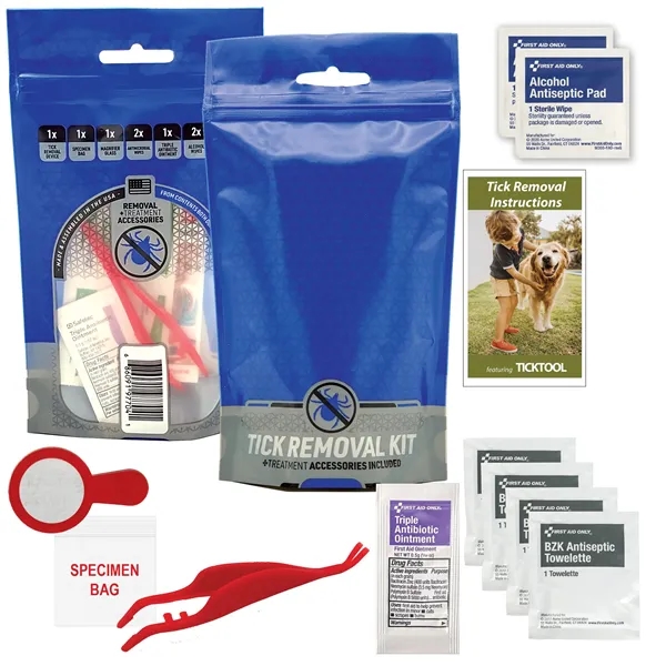 Comprehensive tick removal kit with tweezers, a specimen bag, ointment, alcohol... from ASI 84514 Safety Made