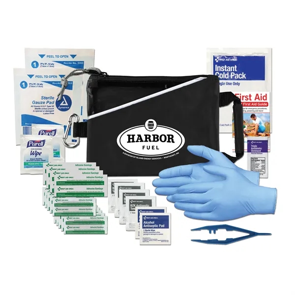 First aid kit with a pouch, bandages, antibacterial wipes, ointment, and... from ASI 84514 Safety Made