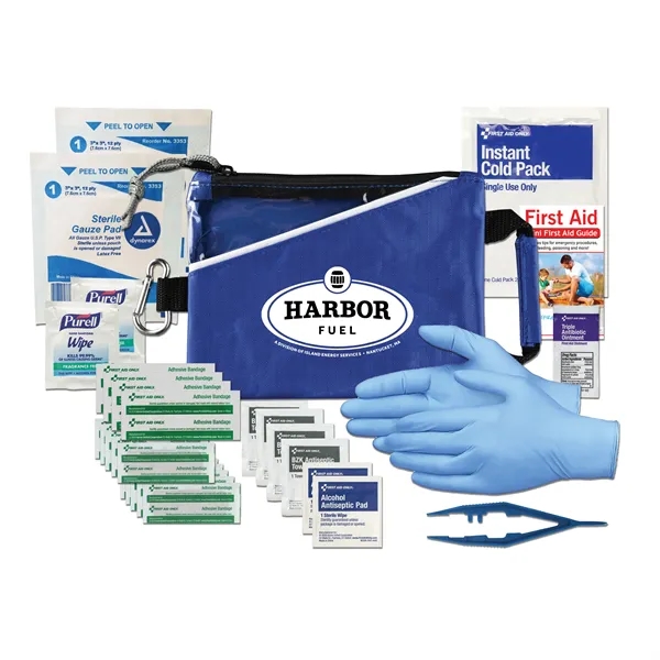 First aid kit with a pouch, bandages, antibacterial wipes, ointment, and... from ASI 84514 Safety Made