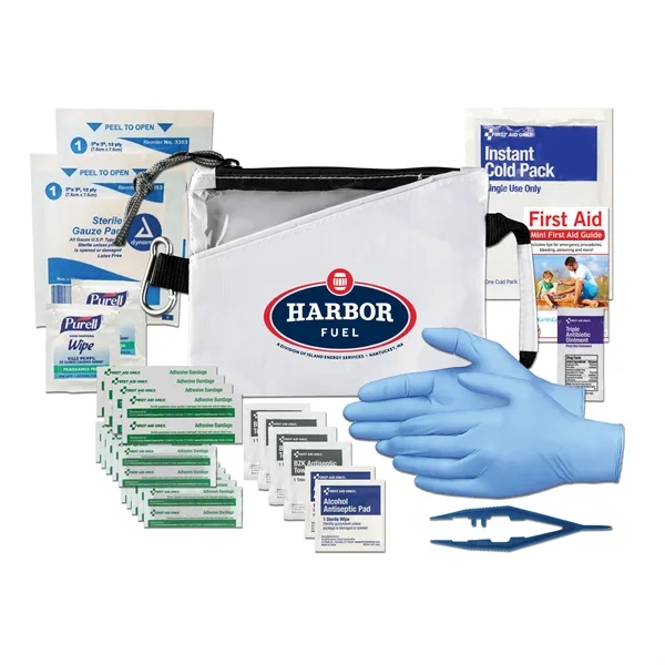 First aid kit with a pouch, bandages, antibacterial wipes, ointment, and... from ASI 84514 Safety Made