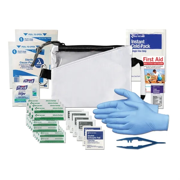 First aid kit with a pouch, bandages, antibacterial wipes, ointment, and... from ASI 84514 Safety Made