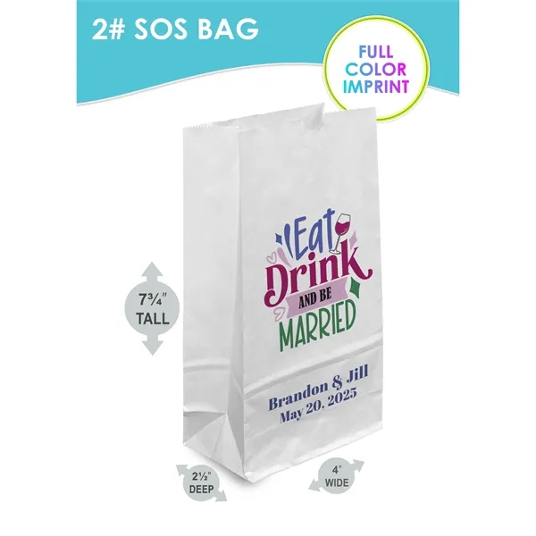 White paper 2# SOS bags with attention-grabbing full color digital imprinting.... from ASI 45795 Colorguppy Printing