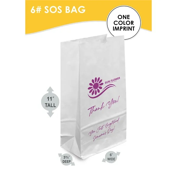 White paper 6# SOS bags with one color imprinting. Choice of... from ASI 45795 Colorguppy Printing