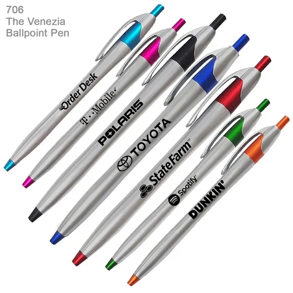 The Venezia Ballpoint Pen In Bright Metalic Colors - Ready Inventory... from ASI 45100 Chulani Promotional Products, Inc / Competitive Edge Innovations/Chulani