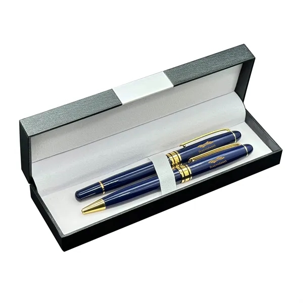 Deluxe double pen box with Danish rollerball and ballpoint pens.... from ASI 68190 Lungsal / Lungsal