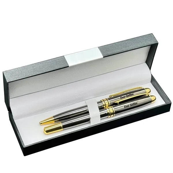 Deluxe double pen box with Danish rollerball and ballpoint pens.... from ASI 68190 Lungsal / Lungsal