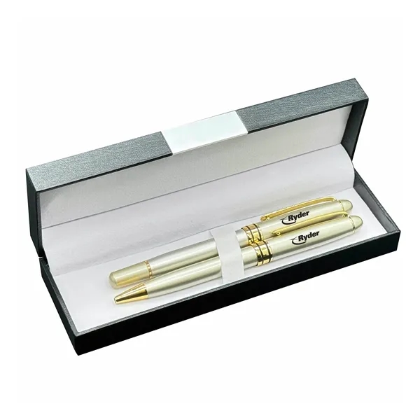 Deluxe double pen box with Danish rollerball and ballpoint pens.... from ASI 68190 Lungsal / Lungsal
