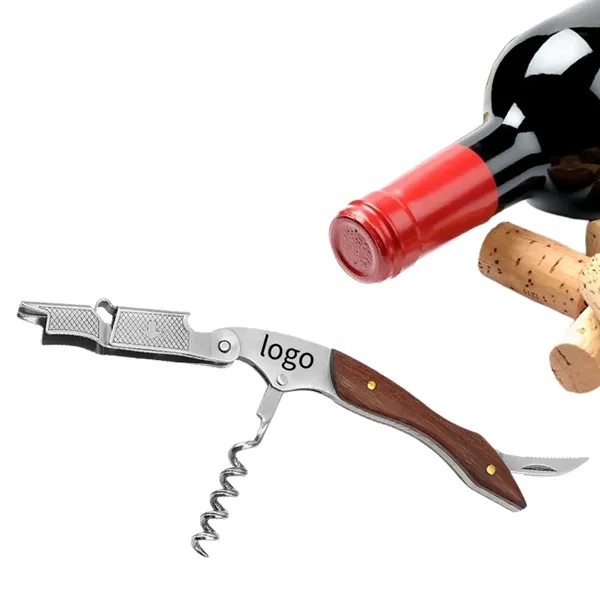 Foldable stainless steel wine and beer opener with knife with imprint... from ASI 37218 Athena Promo (tm)