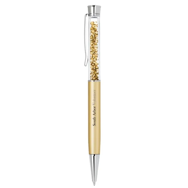 Brass twist action ballpoint pen with crystal glitter stone inserts.... from ASI 31517 Admart Products / Admart Line