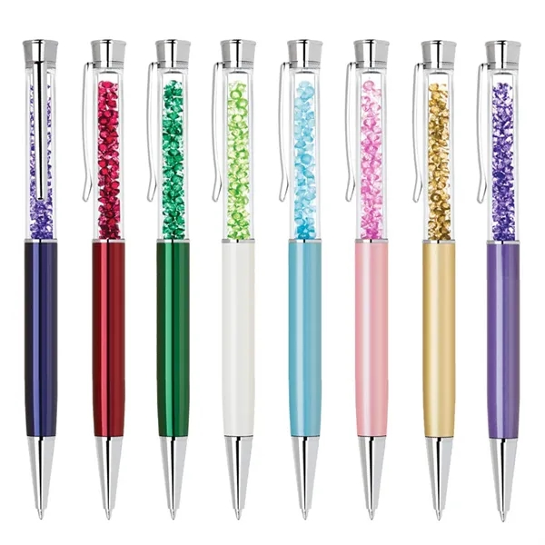 Brass twist action ballpoint pen with crystal glitter stone inserts.... from ASI 31517 Admart Products / Admart Line