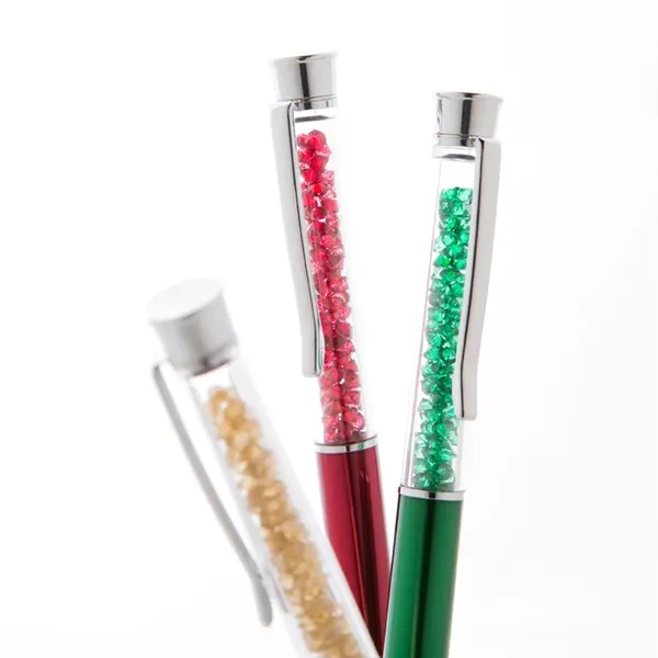Brass twist action ballpoint pen with crystal glitter stone inserts.... from ASI 31517 Admart Products / Admart Line