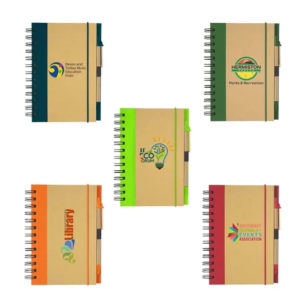 5" x 7" 80-page spiral hardcover notebook with elastic band closure,... from ASI 63549 Jornik Manufacturing Corp