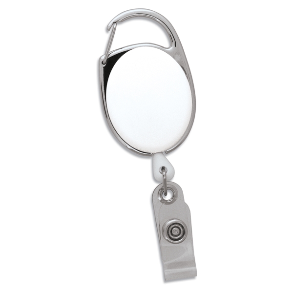 Carabiner style 30" retractable badge reel/holder with metal slip clip backing.... from ASI 62660 Innovation Line