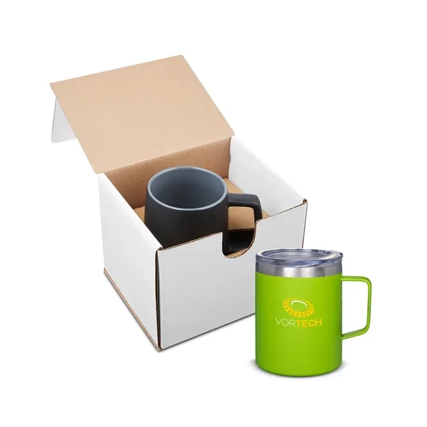 12 ounce mug with double-wall vacuum insulation and lid; Kraft gift... from ASI 79530 Prime Line