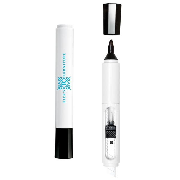 2-in-1 Marker/Cutter. Four section blade with locking slide, snap-off tool cap.... from ASI 34040 Alexander Mfg Co