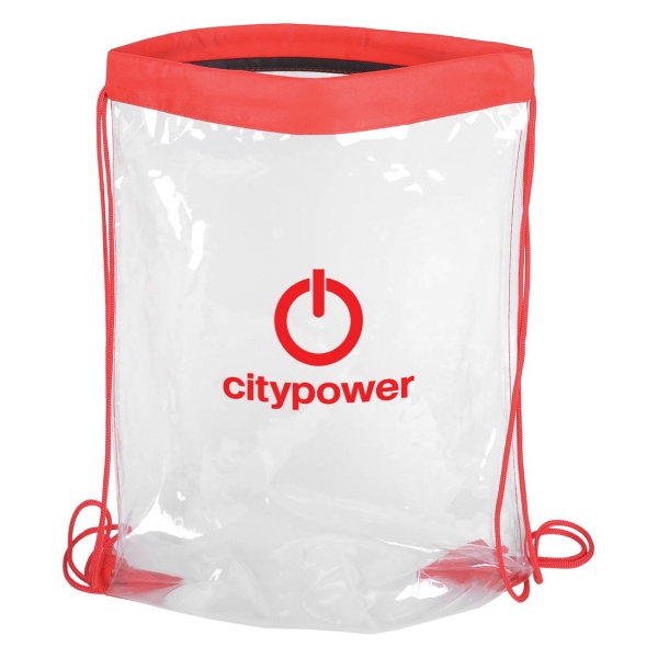 13" x 16" clear drawstring bag with colorful trim.... from ASI 43442 ZZ DROPPED - High Caliber Line USA / High Caliber Line