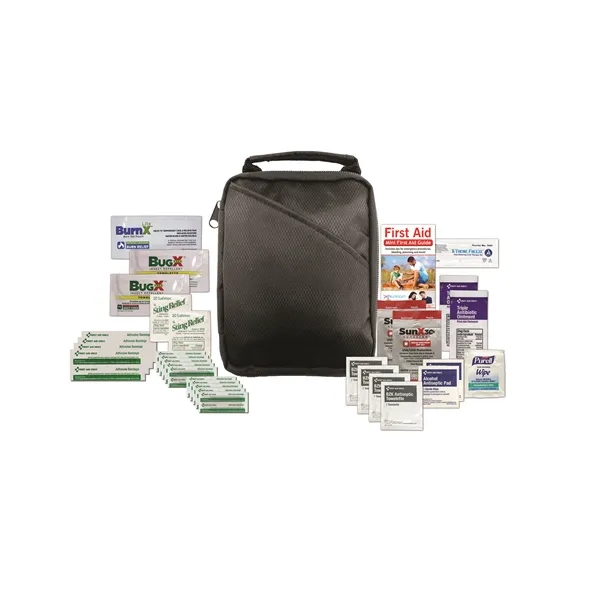 First aid kit with a pouch, handle, sunscreen, insect repellent, and... from ASI 84514 Safety Made