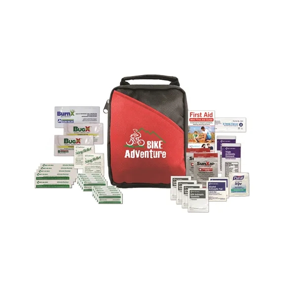 First aid kit with a pouch, handle, sunscreen, insect repellent, and... from ASI 84514 Safety Made