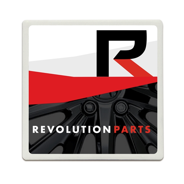 Square white ceramic stone coaster with non-slip cork back. Great desk... from ASI 34040 Alexander Mfg Co