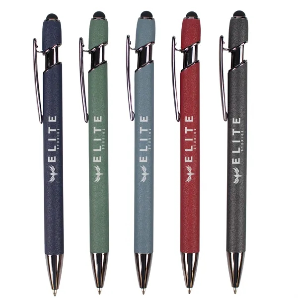 A soft-touch executive stylus pen in dappled earth tones with gunmetal... from ASI 61966 HPG / Hub Pen