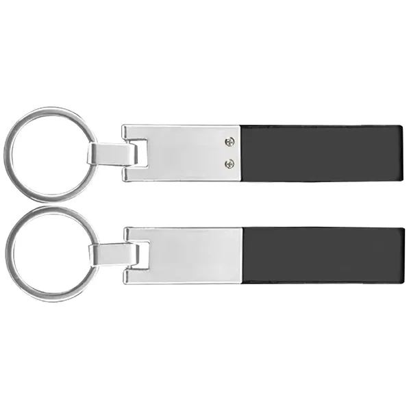 Premium zinc alloy key tag with leather strap and key ring... from ASI 74585 Nu Promo International / Nu Promo Line