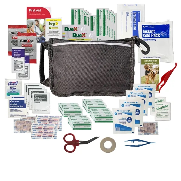 Outdoor first aid kit with a bag, bandages, sting swabs, gauze... from ASI 84514 Safety Made