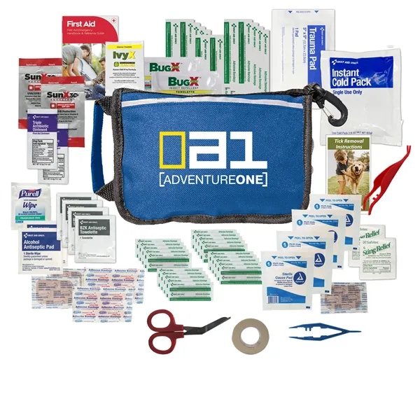 Outdoor first aid kit with a bag, bandages, sting swabs, gauze... from ASI 84514 Safety Made