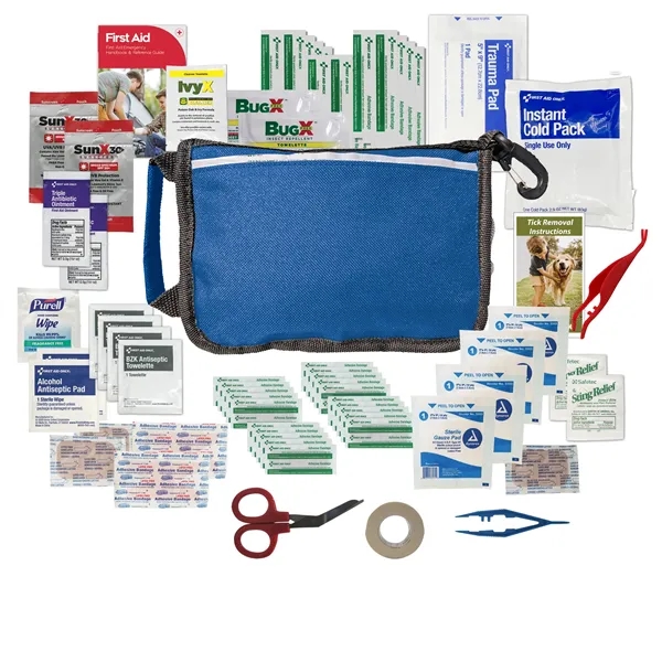 Outdoor first aid kit with a bag, bandages, sting swabs, gauze... from ASI 84514 Safety Made