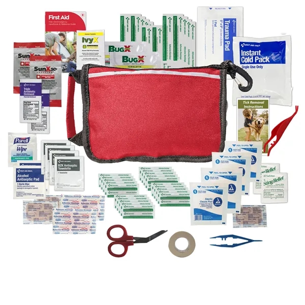 Outdoor first aid kit with a bag, bandages, sting swabs, gauze... from ASI 84514 Safety Made