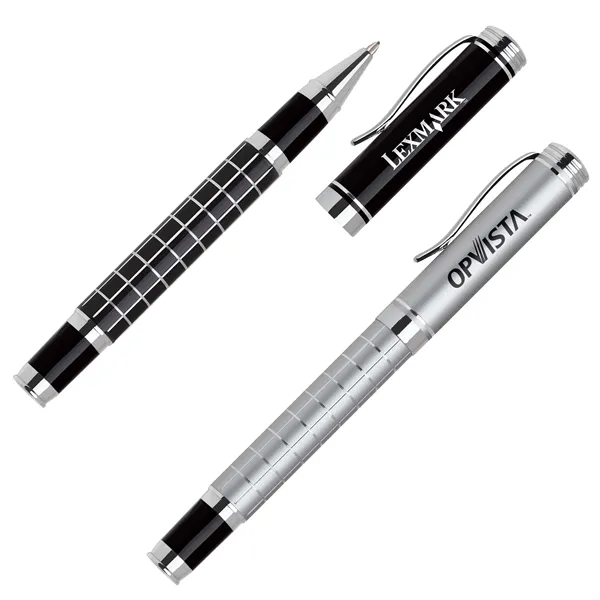 Aluminum cap-off rollerball pen with a refined grid barrel design and... from ASI 68190 Lungsal / Lungsal