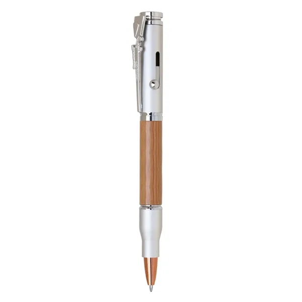 Brass bullet style bolt action ballpoint pen with wood accents.... from ASI 31517 Admart Products