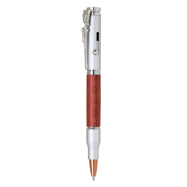 Brass bullet style bolt action ballpoint pen with wood accents.... from ASI 31517 Admart Products
