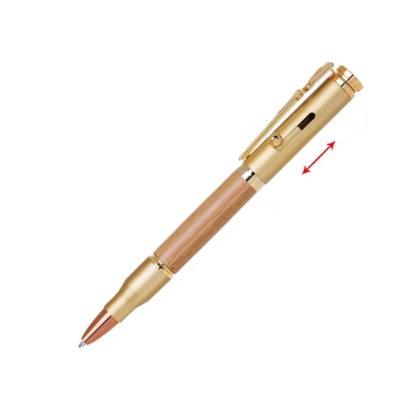 Brass bullet style bolt action ballpoint pen with wood accents.... from ASI 31517 Admart Products
