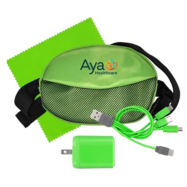 Sporty Fast Charger, Cable & Cloth Fanny Pack Set... from ASI 30208 A P Specialties / AP Specialties