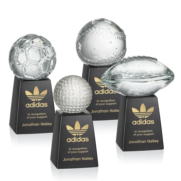 Crystal sports ball award mounted on a tall marble base.... from ASI 84592 St Regis Group / St Regis